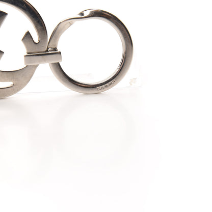 Gucci Metal Enamel Interlocking G Key Chain Silver Black 4 of 5