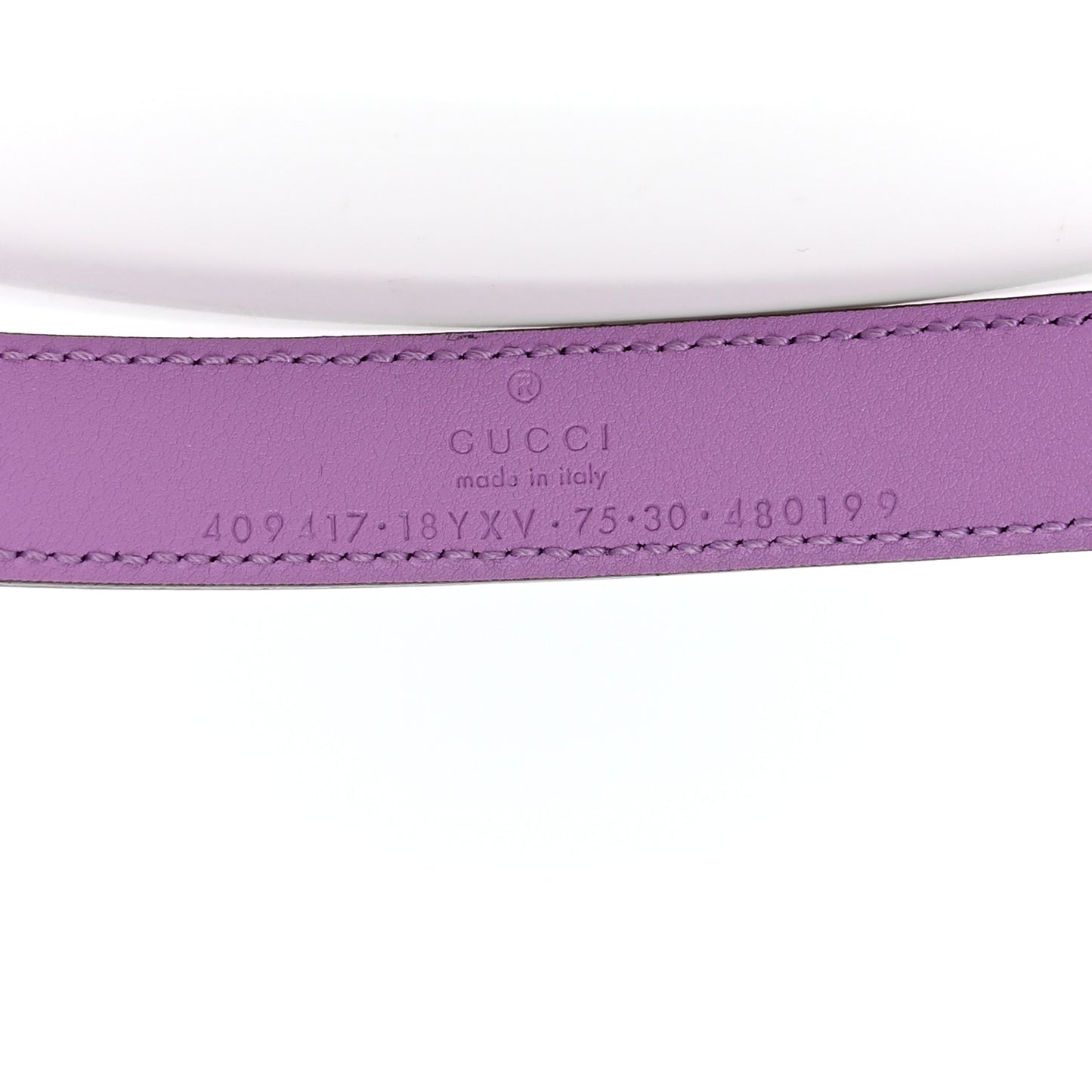 Azalea Calfskin Enamel Monochrome Double G 20mm Belt 75 30 Wisteria Chic