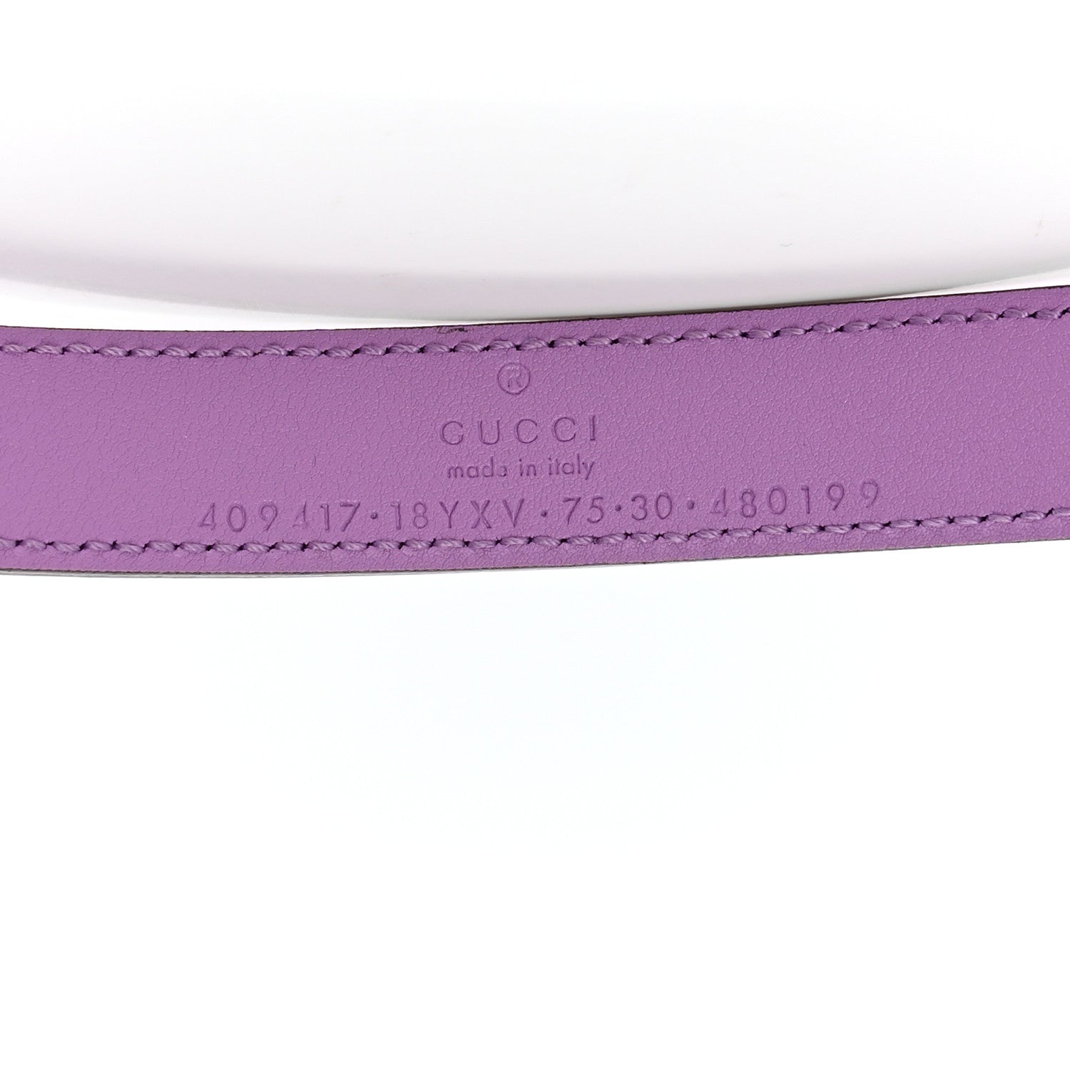Gucci Azalea Calfskin Enamel Monochrome Double G 20mm Belt 75 30 Wisteria Chic 5 of 7