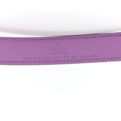 Gucci Azalea Calfskin Enamel Monochrome Double G 20mm Belt 75 30 Wisteria Chic 5 of 7