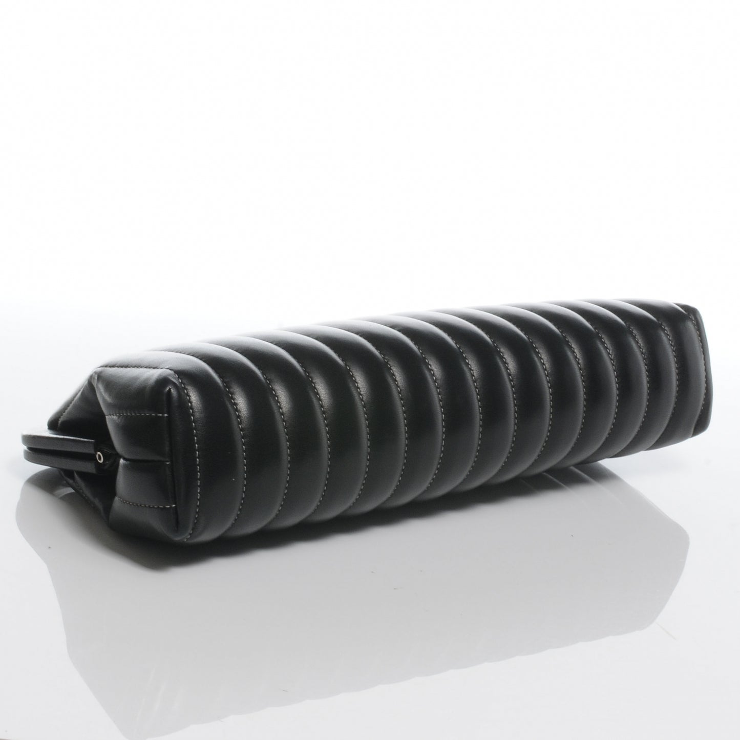 Lambskin Vertical Quilted Mademoiselle Clutch Black
