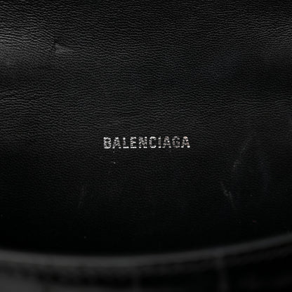 Balenciaga Shiny Calfskin Monochrome Crocodile Embossed Hourglass Top Handle Bag XS Black 6 of 17