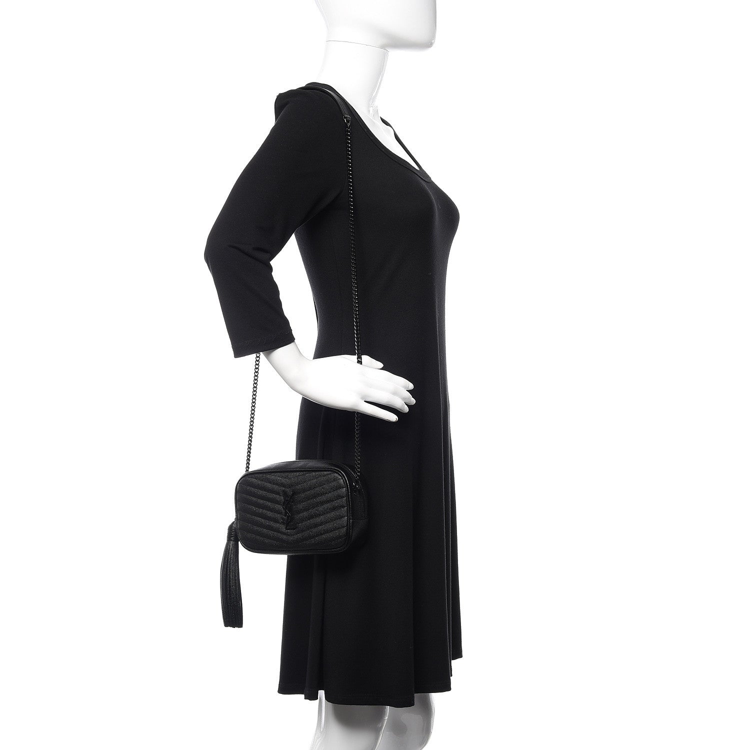 Saint Laurent Grain De Poudre Matelasse Monogram Mini Lou Camera Bag Black 2 of 11