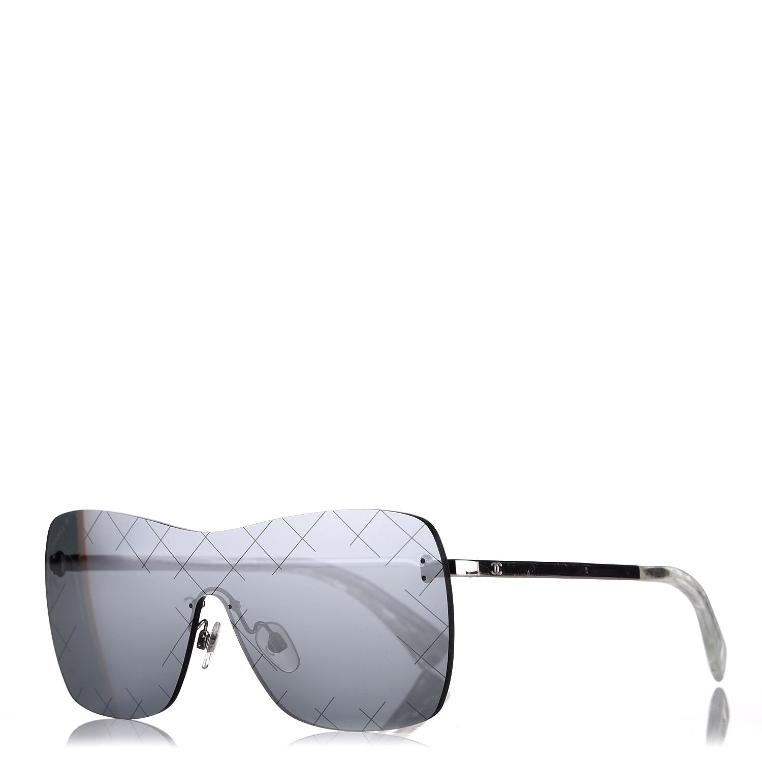 Chanel Shield Runway Sunglasses 4215 Silver Blue Mirror 1 of 10