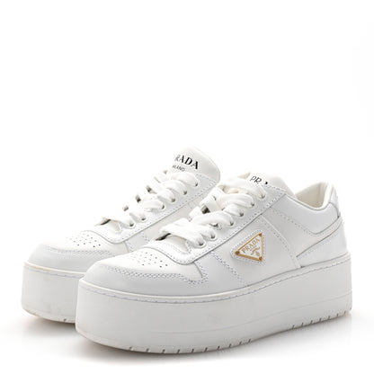 Prada Vitello Rois Triangle Womens Downtown Platform Low Top Sneakers 35.5 White 4 of 10