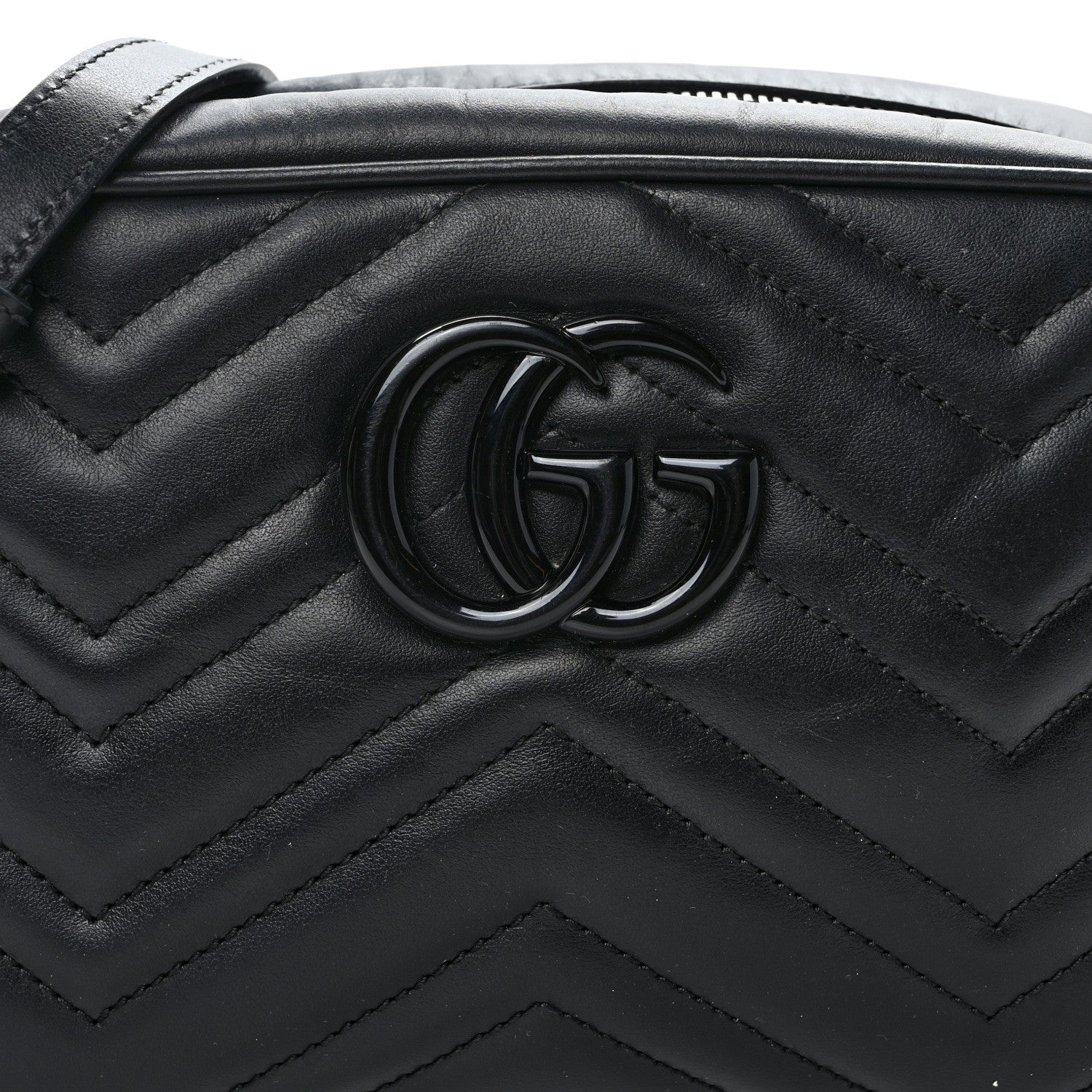 Gucci Calfskin Matelasse Monochrome Small GG Marmont Chain Shoulder Bag Black 7 of 13