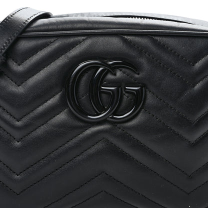 Gucci Calfskin Matelasse Monochrome Small GG Marmont Chain Shoulder Bag Black 7 of 13
