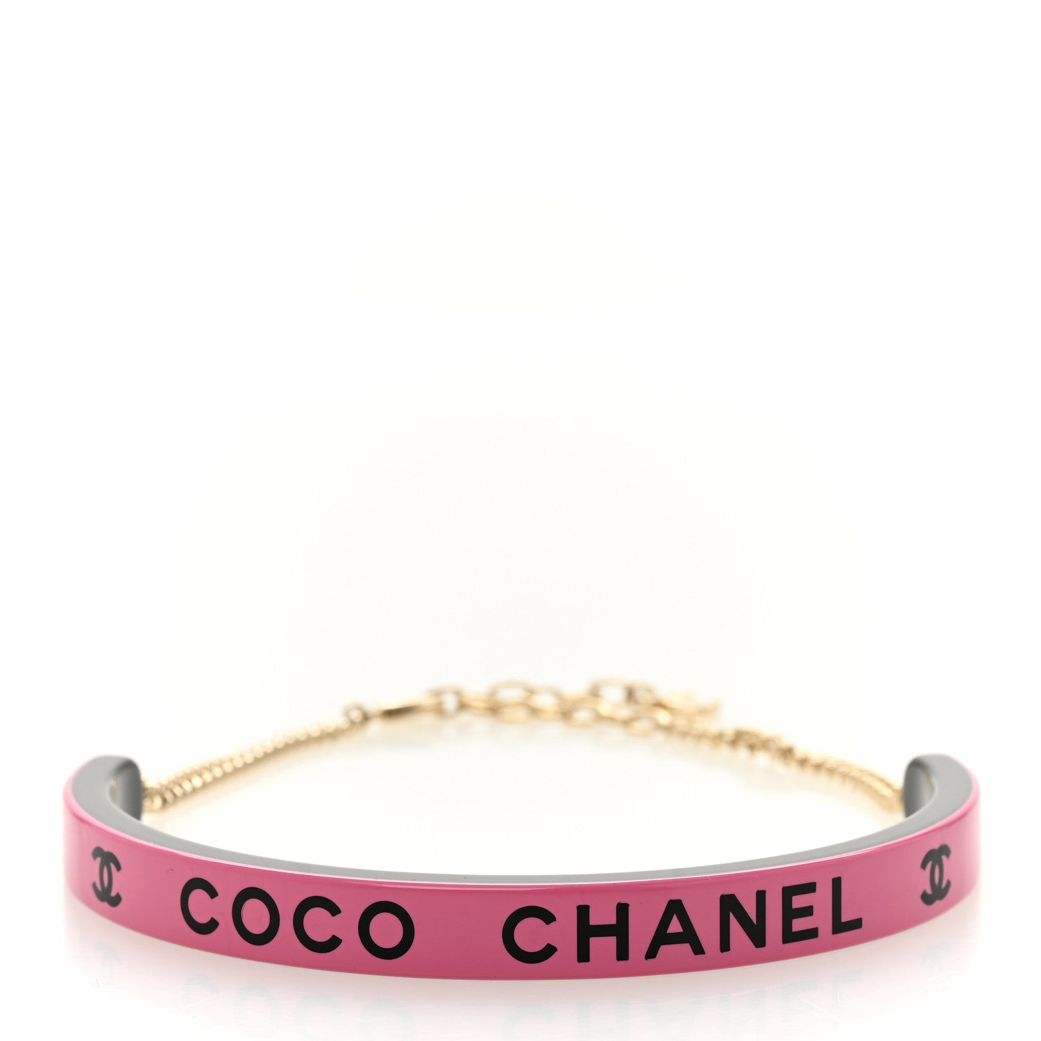 Chanel Resin Logo Choker Pink Black 1 of 7