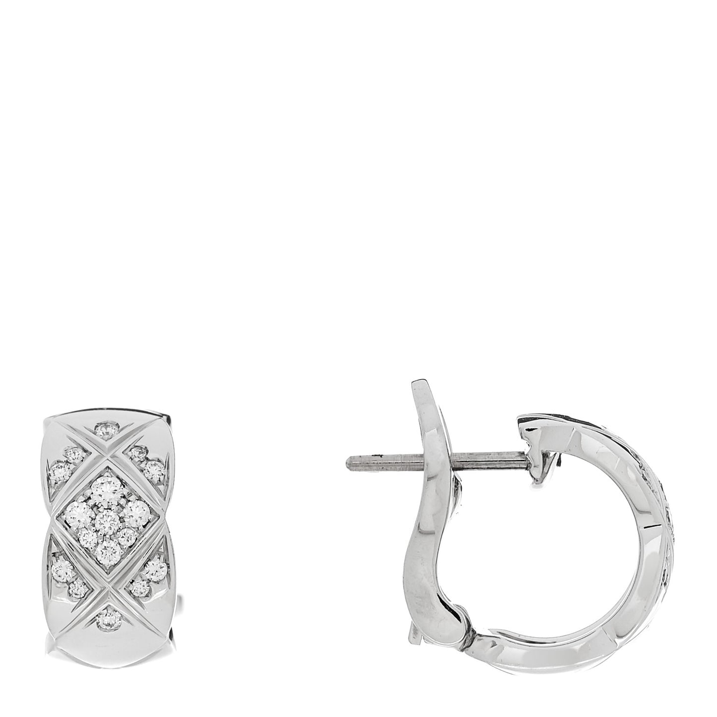 18K White Gold Diamond Coco Crush Wide Hoop Earrings