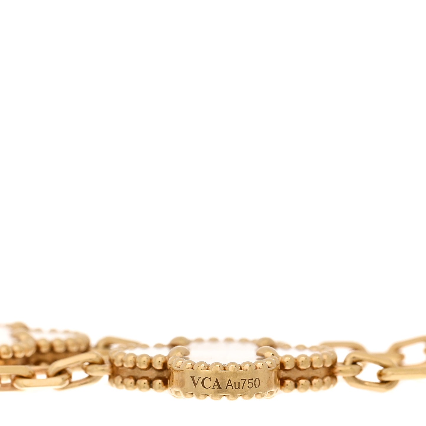 18K Yellow Gold Mother of Pearl 5 Motifs Vintage Alhambra Bracelet