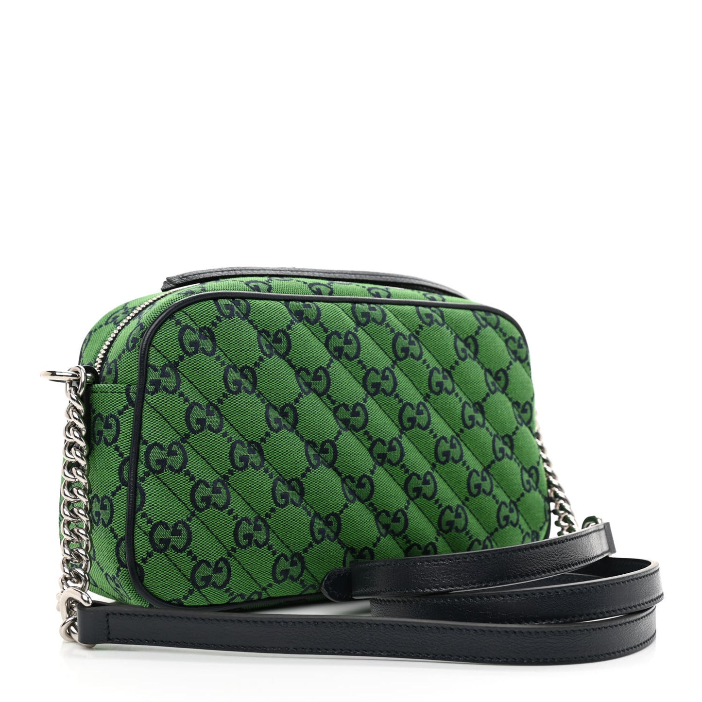 Monogram Multicolor Matelasse Diagonal Small GG Marmont Chain Shoulder Bag Green Blue