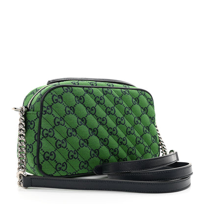 Gucci Monogram Multicolor Matelasse Diagonal Small GG Marmont Chain Shoulder Bag Green Blue 3 of 8