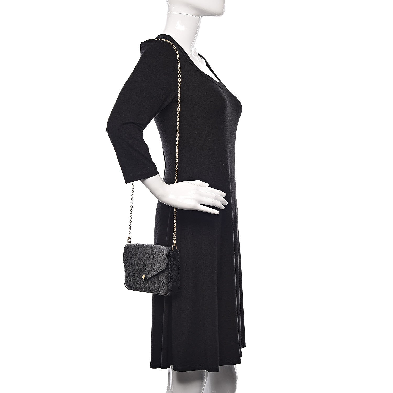 Louis Vuitton Empreinte Pochette Felicie Chain Wallet Black 2 of 13