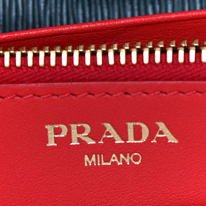 Prada Vitello Move Bi-Color Continental Flap Travel Wallet Black Lacca 7 of 11