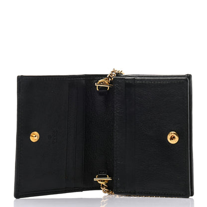 Gucci Calfskin Web Rajah Chain Card Case Wallet Black 5 of 7