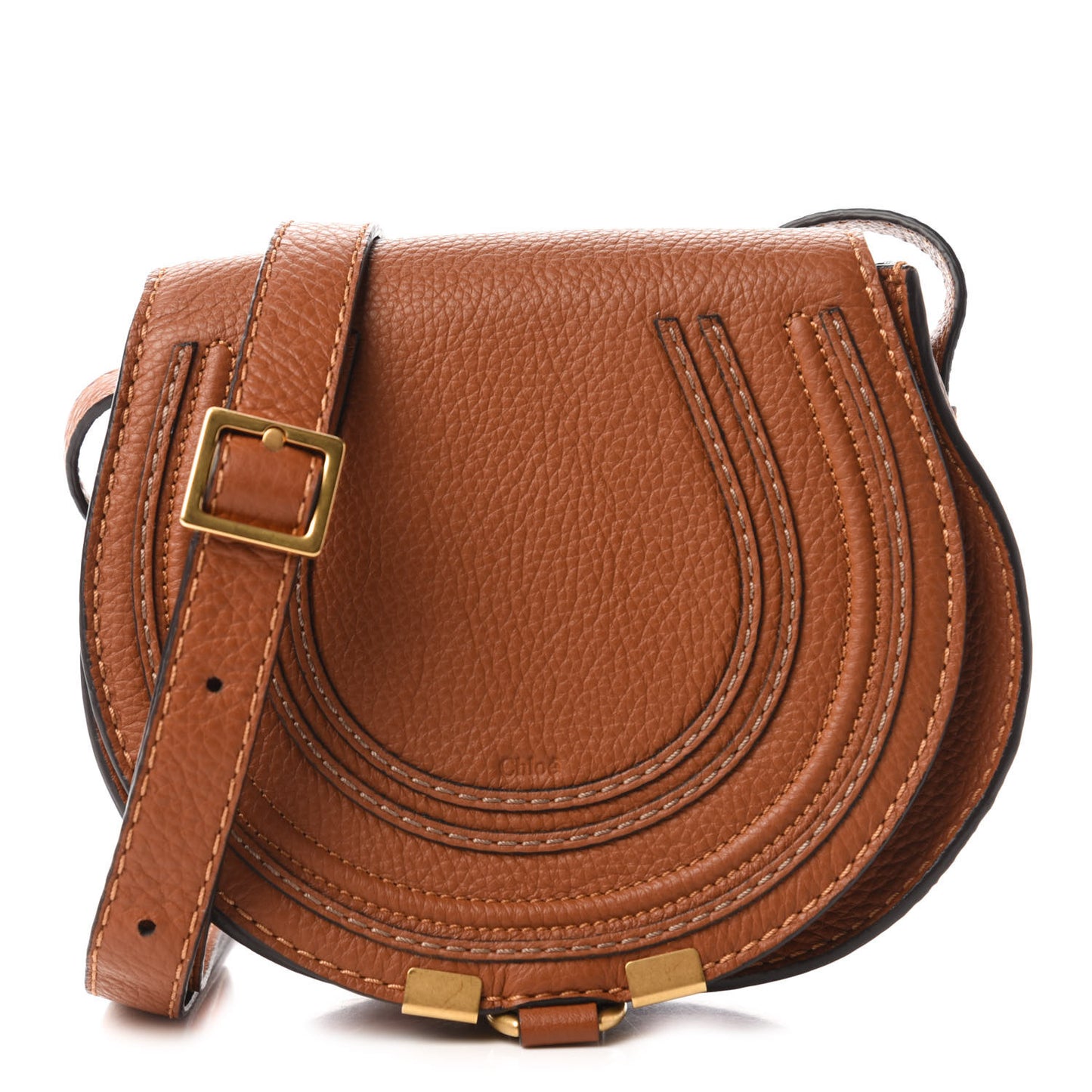 Calfskin Mini Marcie Round Crossbody Bag Tan
