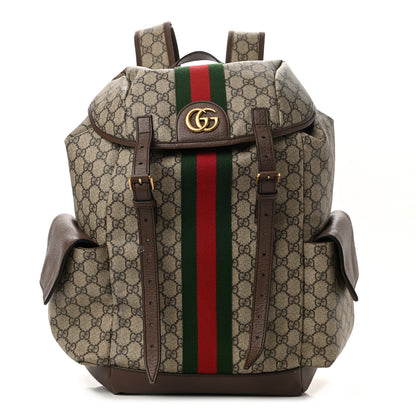 Gucci GG Supreme Monogram Medium Ophidia Double Buckle Backpack Brown 1 of 12