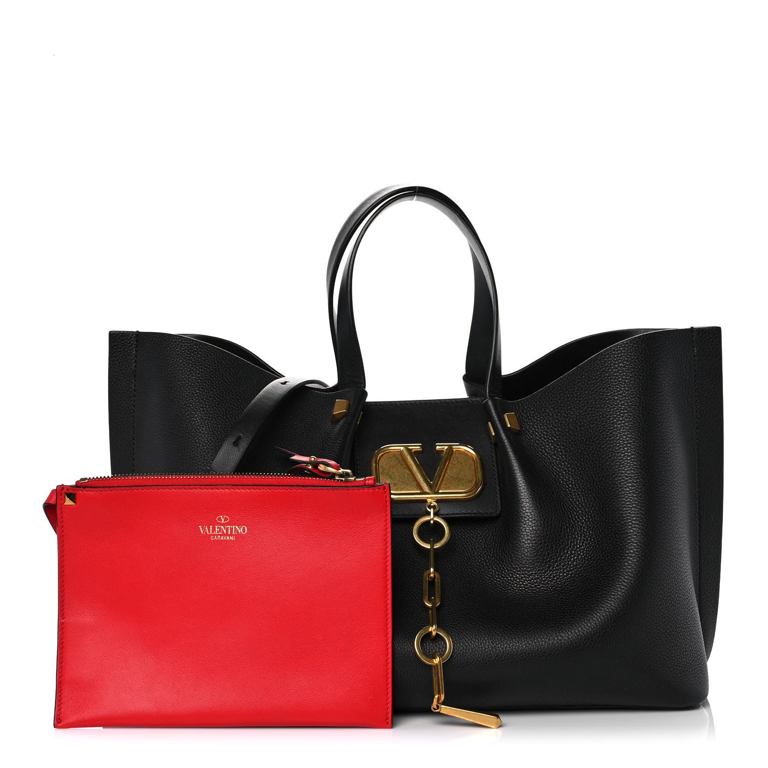 Valentino Garavani Grainy Calfskin Medium VLogo Escape Shopper Black 1 of 11