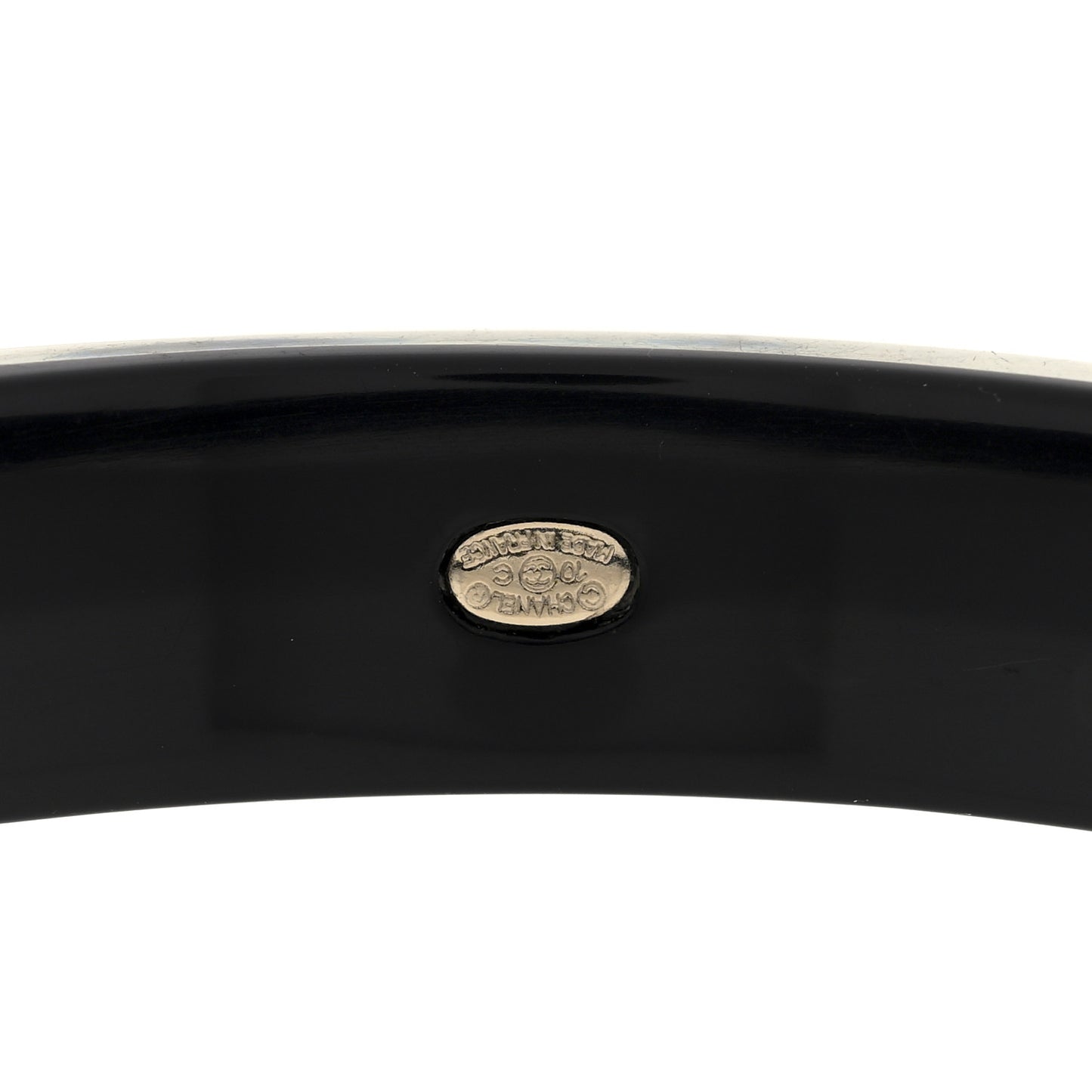 Resin Pearl CC Bangle Bracelet Black
