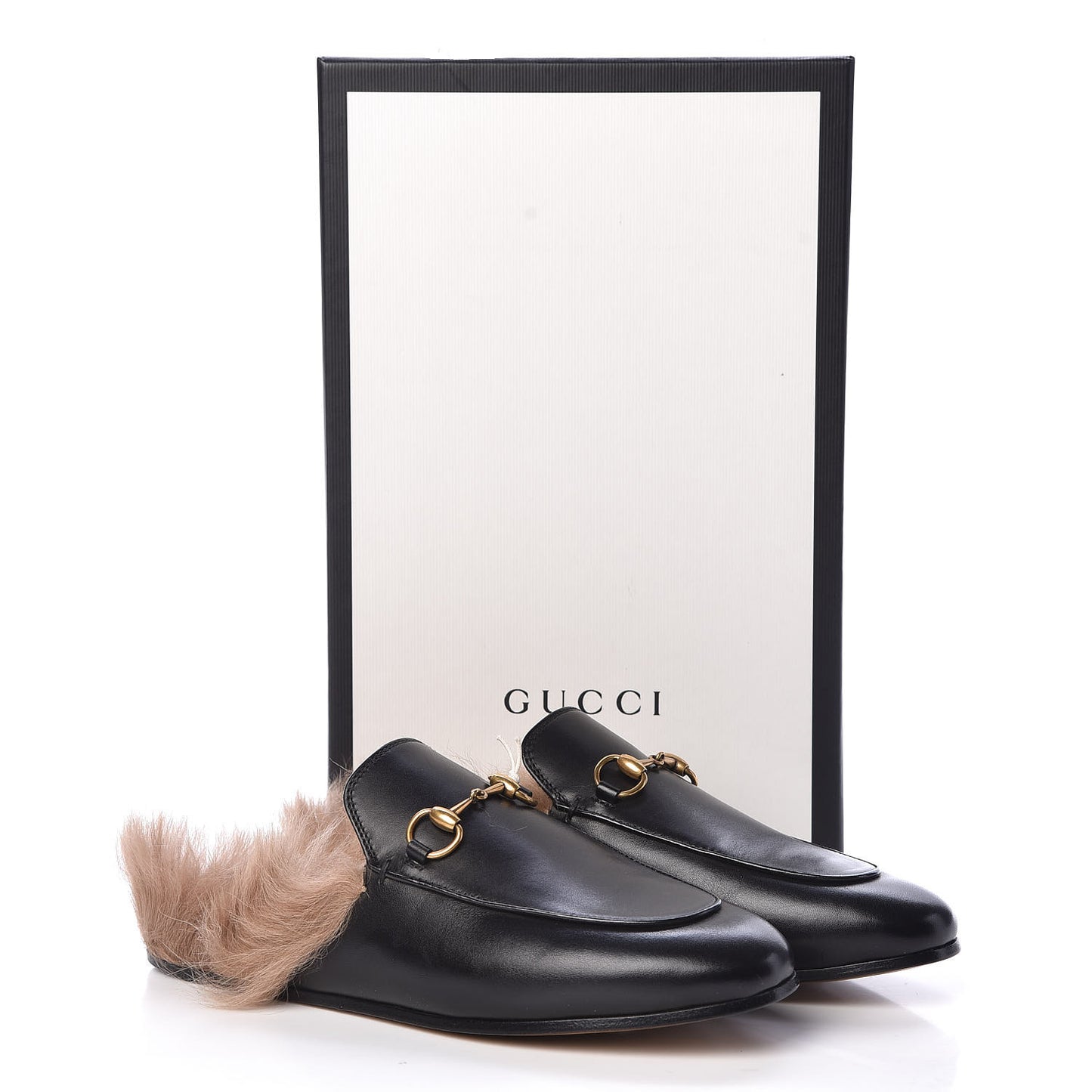 Calfskin Fur Womens Princetown Slippers 37 Black