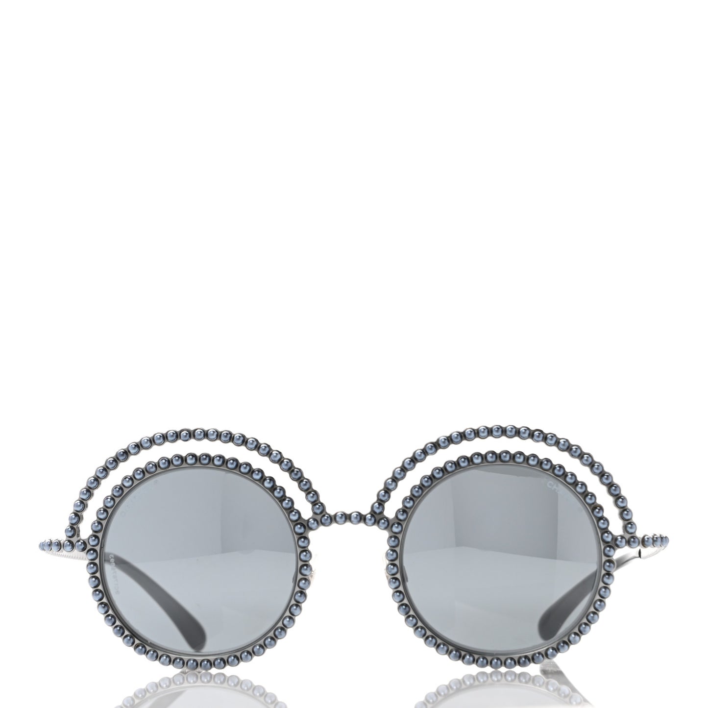 Pearl Round Sunglasses 71139 Silver