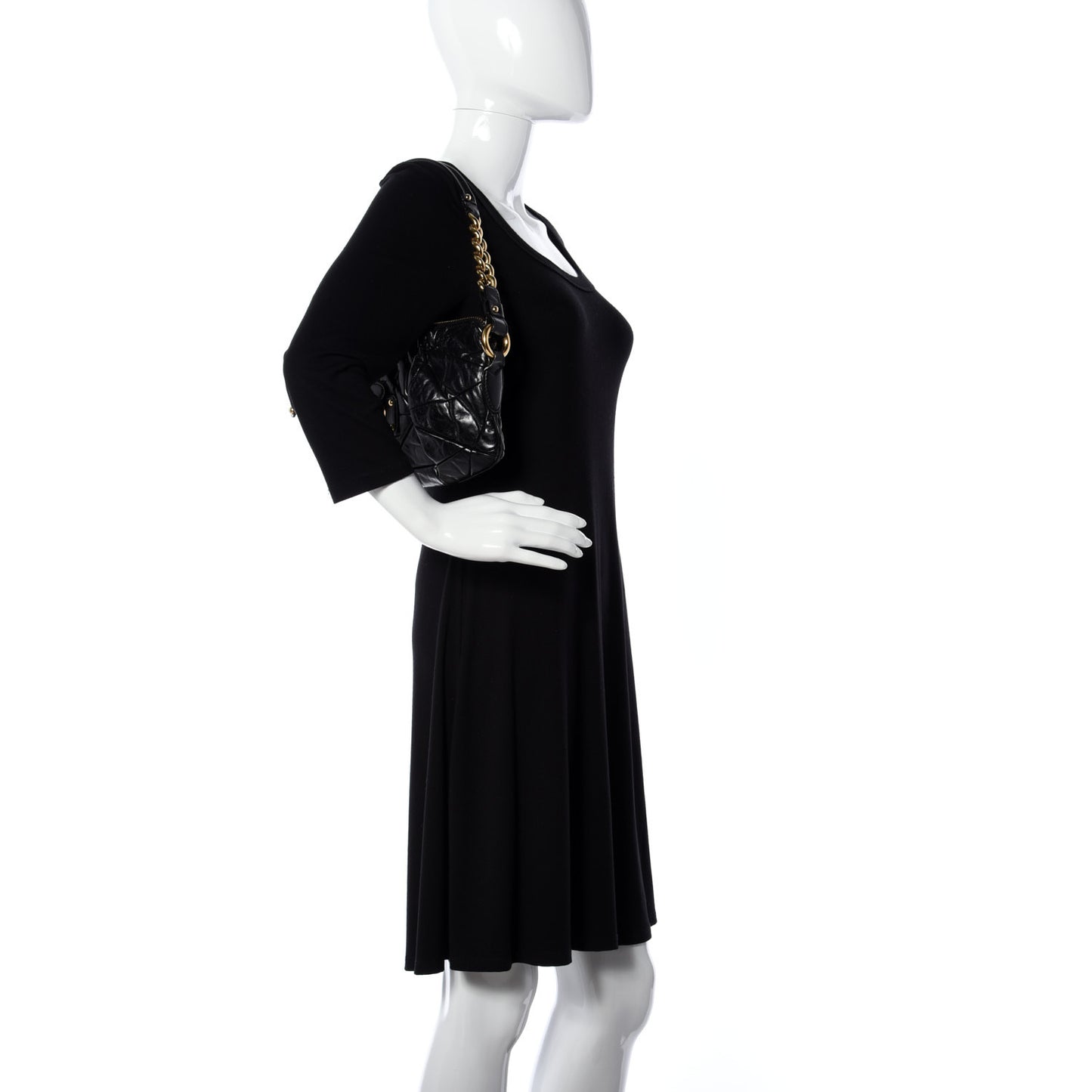 Calfskin Patchwork Camila Shoulder Bag Black