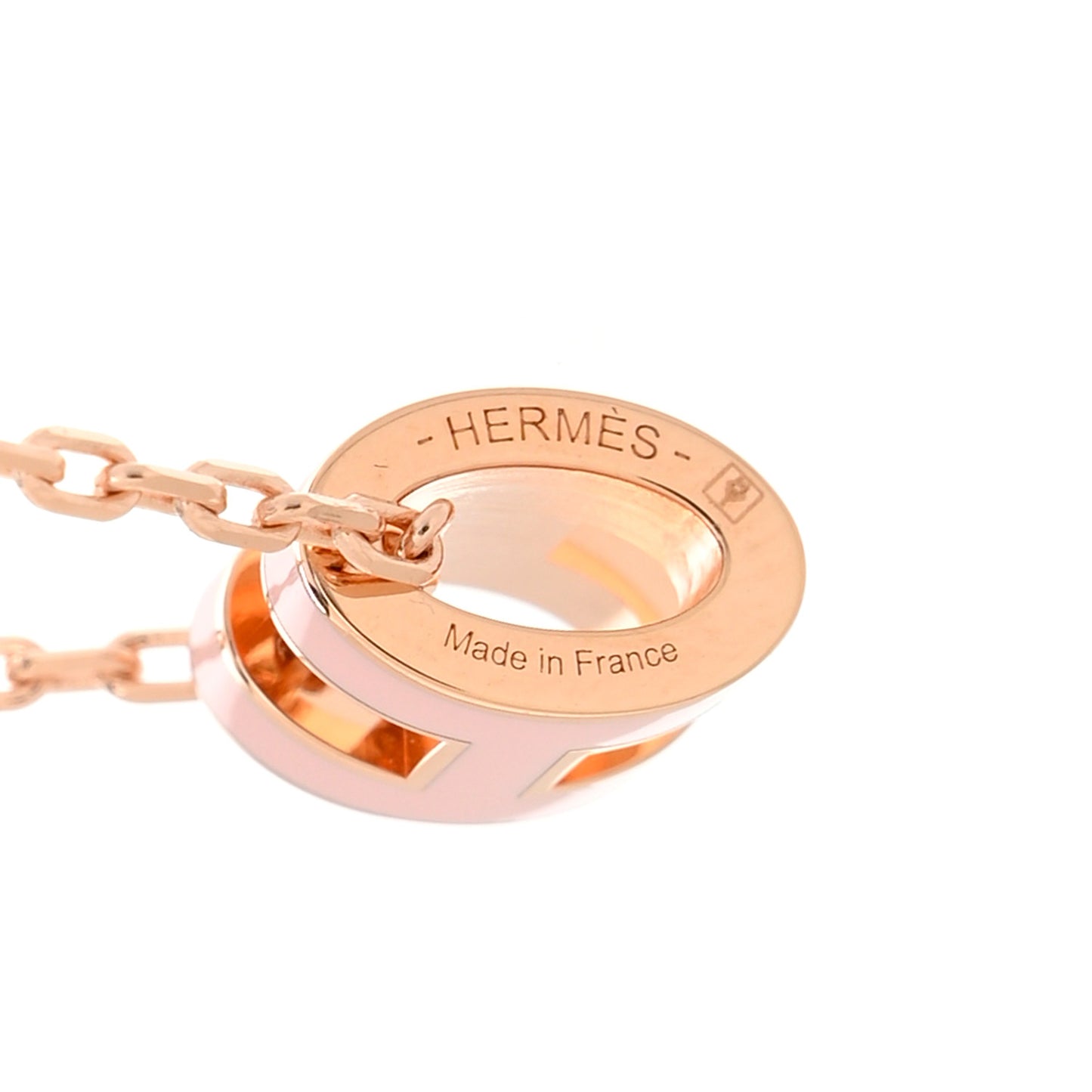 Lacquered Rose Gold Mini Pop H Pendant Necklace Rose Dragee