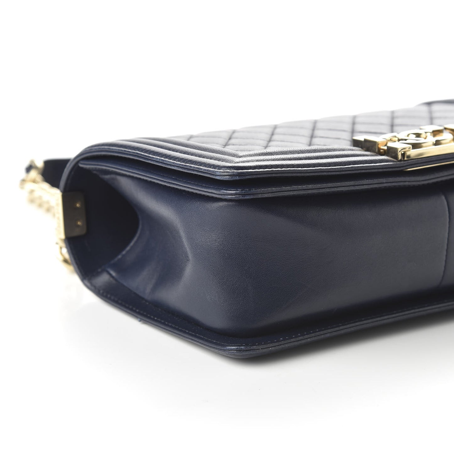 Lambskin Quilted Medium Boy Flap Dark Navy