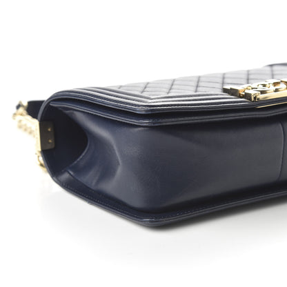 Chanel Lambskin Quilted Medium Boy Flap Dark Navy 6 of 10