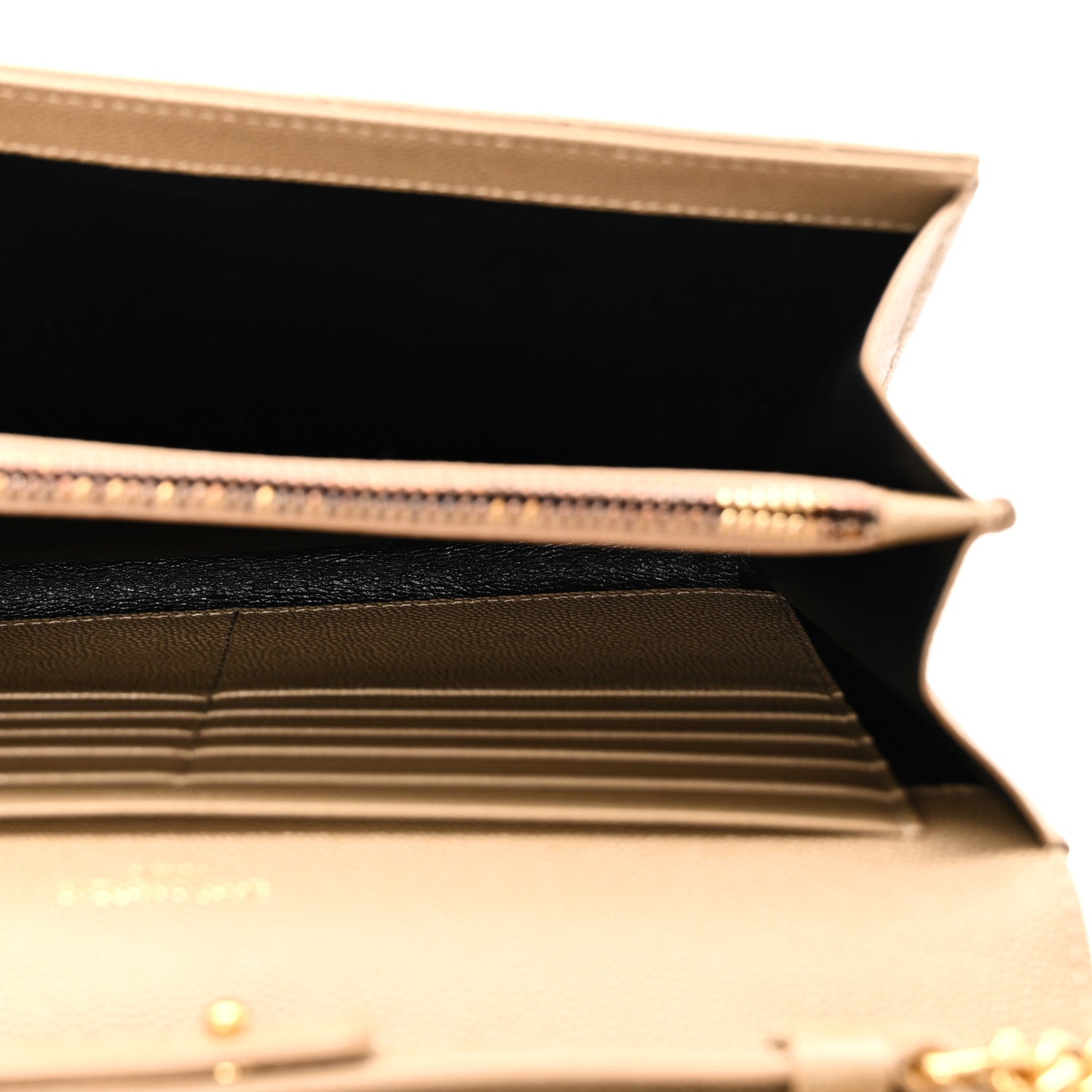 Saint Laurent Grain De Poudre Matelasse Chevron Monogram Chain Wallet Dark Latte 5 of 10