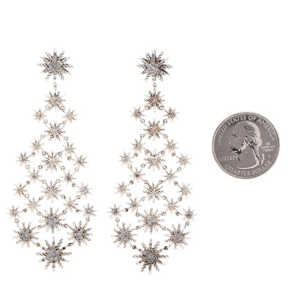 David Yurman Sterling Silver Diamond Starburst Chandelier Earrings 4 of 12