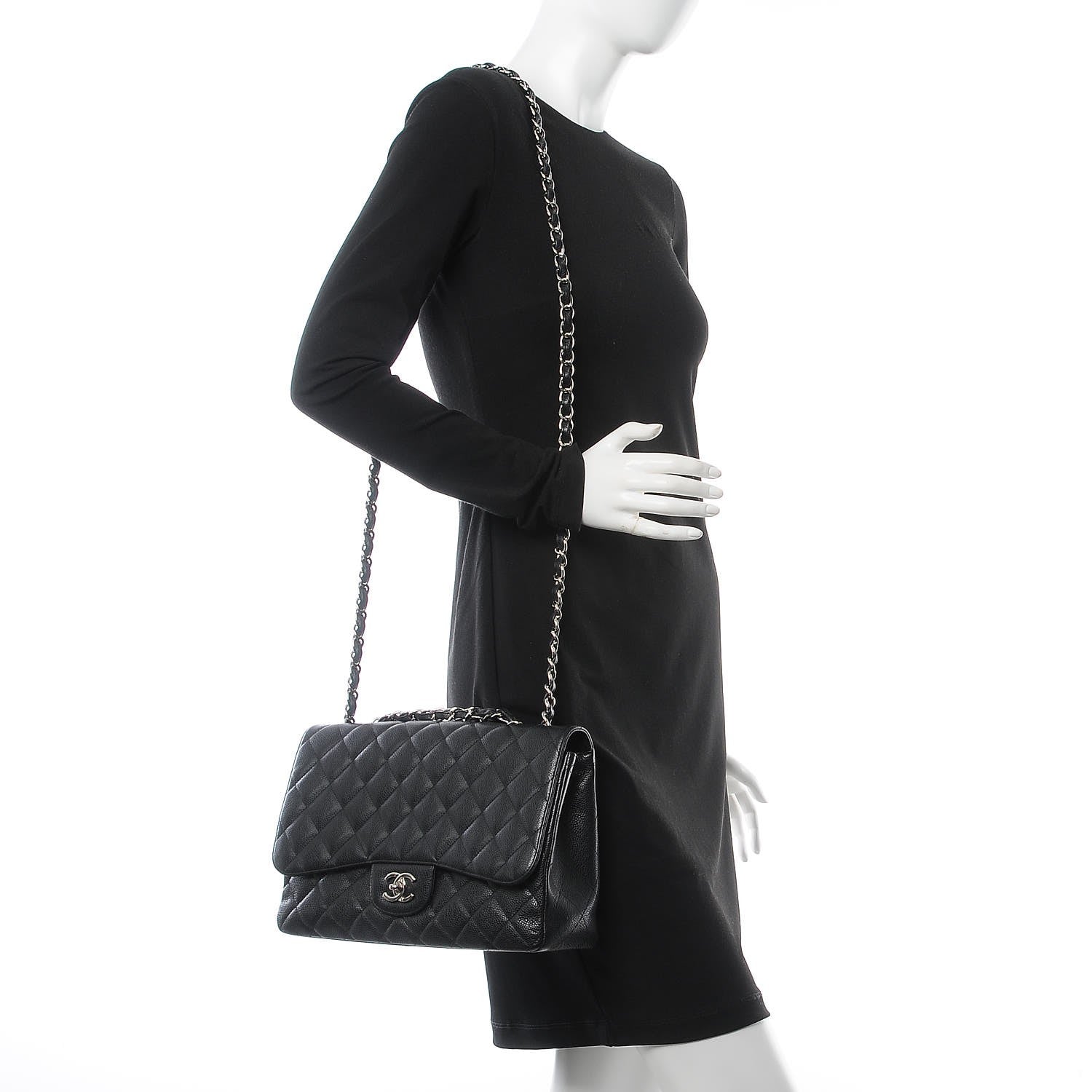 Chanel Caviar Quilted Jumbo Single Flap Black 3 of 8