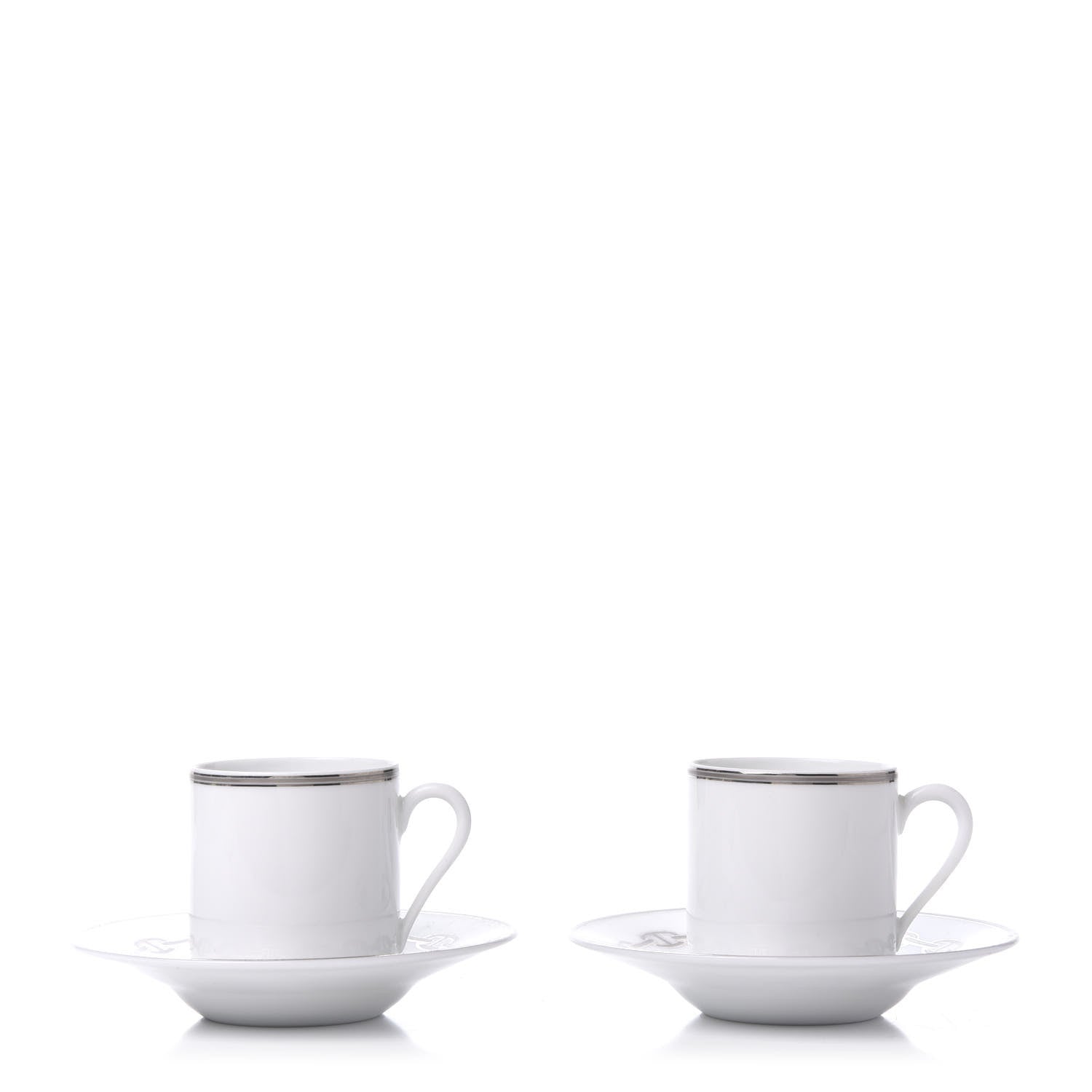 Hermes Porcelain Platinum Chaine d'Ancre Tea Cup and Saucer Set of 2 1 of 7