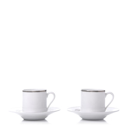 Hermes Porcelain Platinum Chaine d'Ancre Tea Cup and Saucer Set of 2 1 of 7