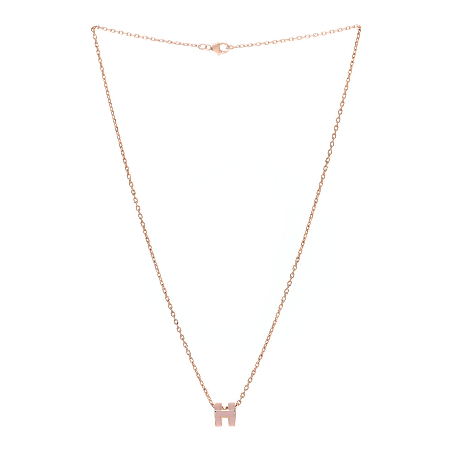 Hermes Lacquered Rose Gold Mini Pop H Pendant Necklace Rose Dragee 2 of 5