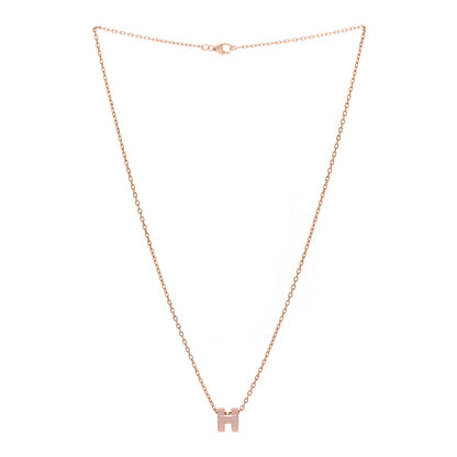 Hermes Lacquered Rose Gold Mini Pop H Pendant Necklace Rose Dragee 2 of 5