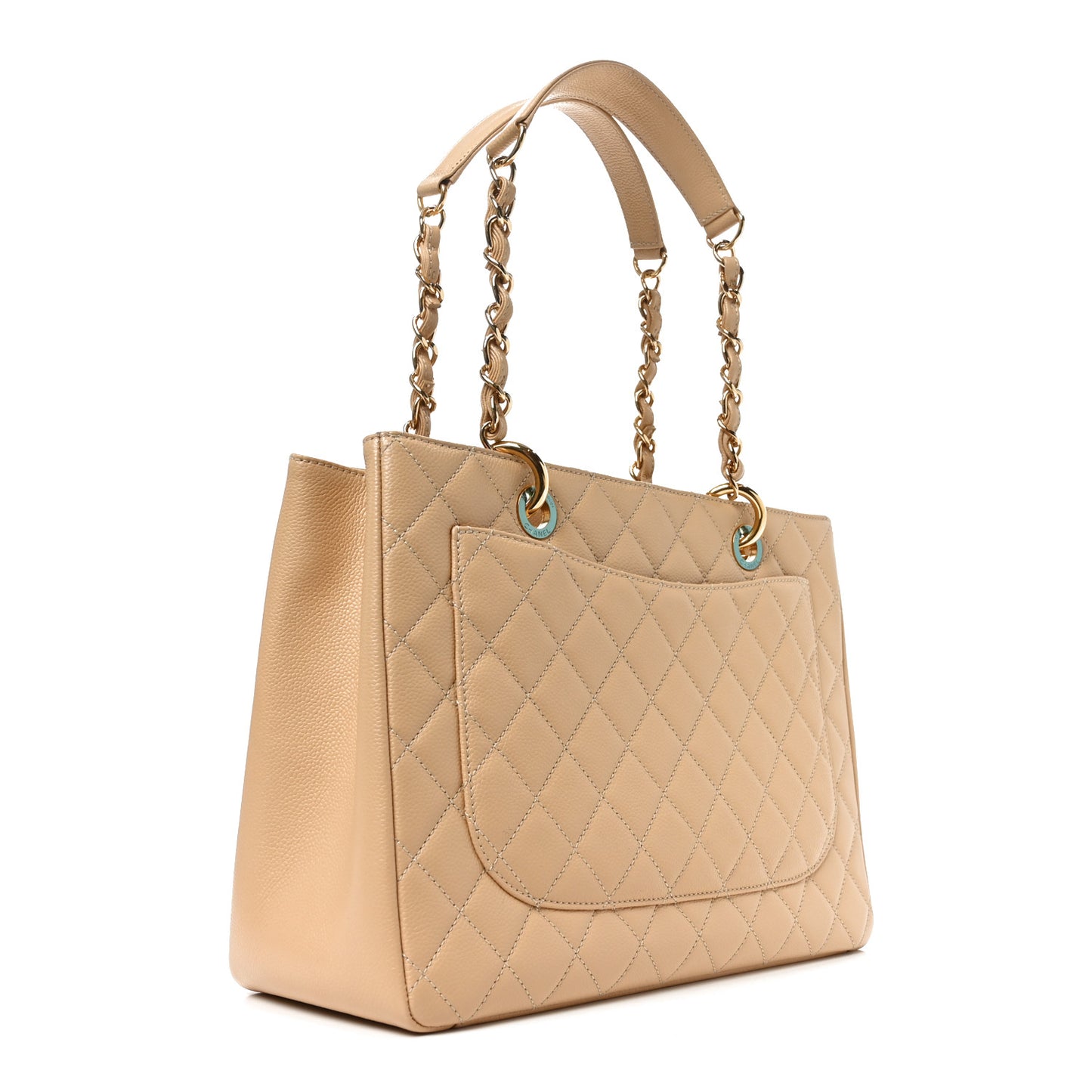 Caviar Quilted Grand Shopping Tote GST Beige Clair