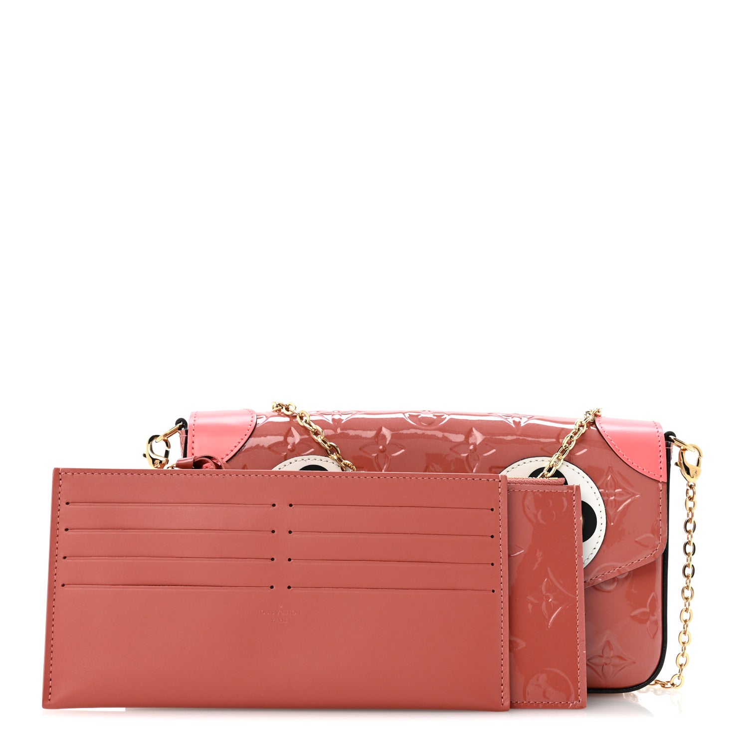Louis Vuitton Vernis Valentine Dog Pochette Felicie Chain Wallet Pink 3 of 12