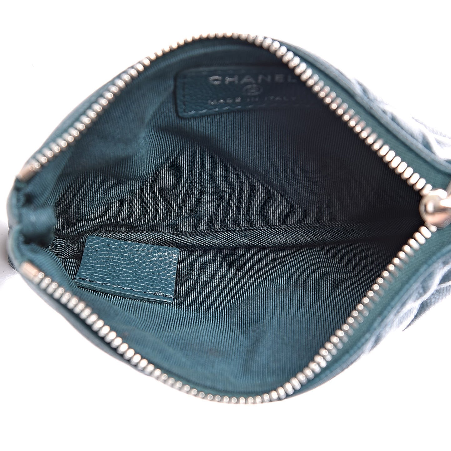 Caviar Quilted Small Cosmetic Case Dark Turquoise