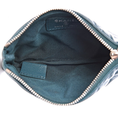Chanel Caviar Quilted Small Cosmetic Case Dark Turquoise 5 of 8