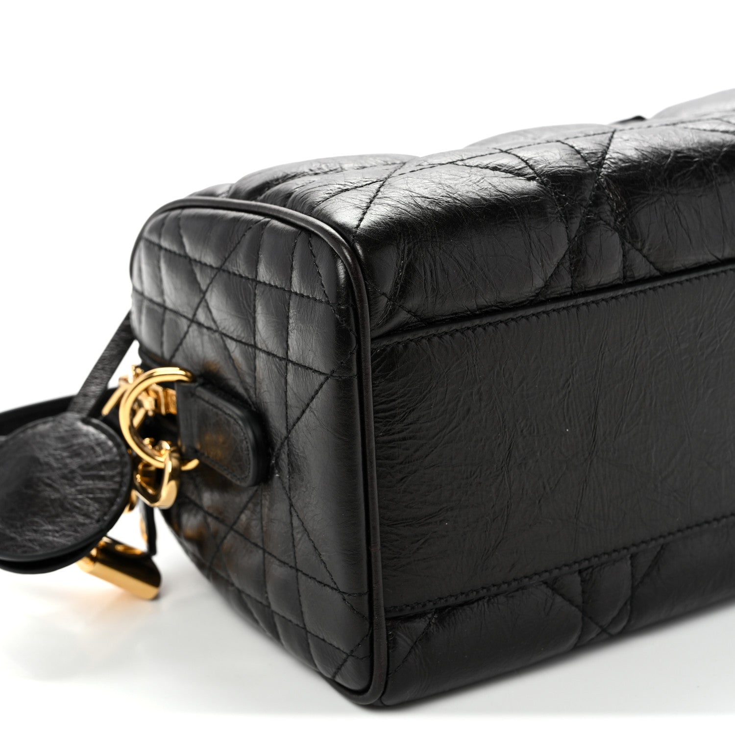 Christian Dior Crinkled Calfskin Macrocannage Groove 20 Bag Black 9 of 10