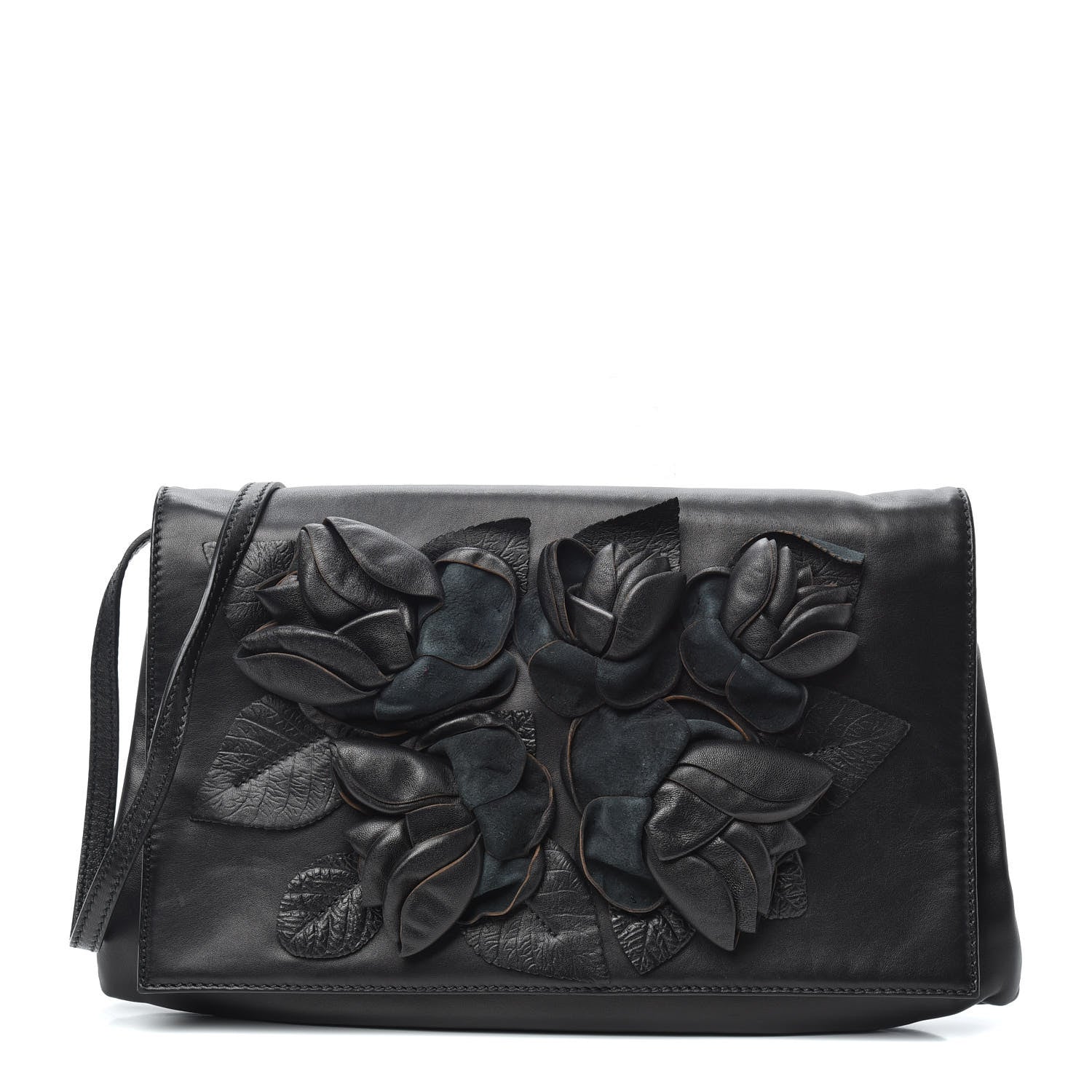 Valentino Garavani Nappa Rose Shoulder Bag Black 1 of 9