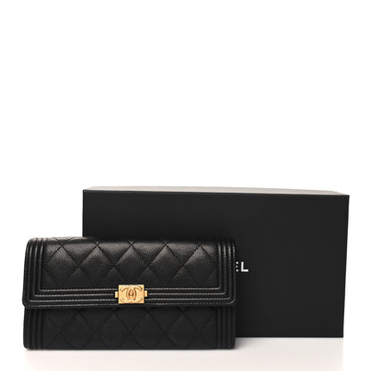Chanel Caviar Quilted Large Boy Gusset Flap Wallet Black 9 of 9