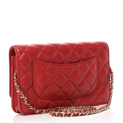 Chanel Caviar Quilted Wallet On Chain WOC Red 3 of 12