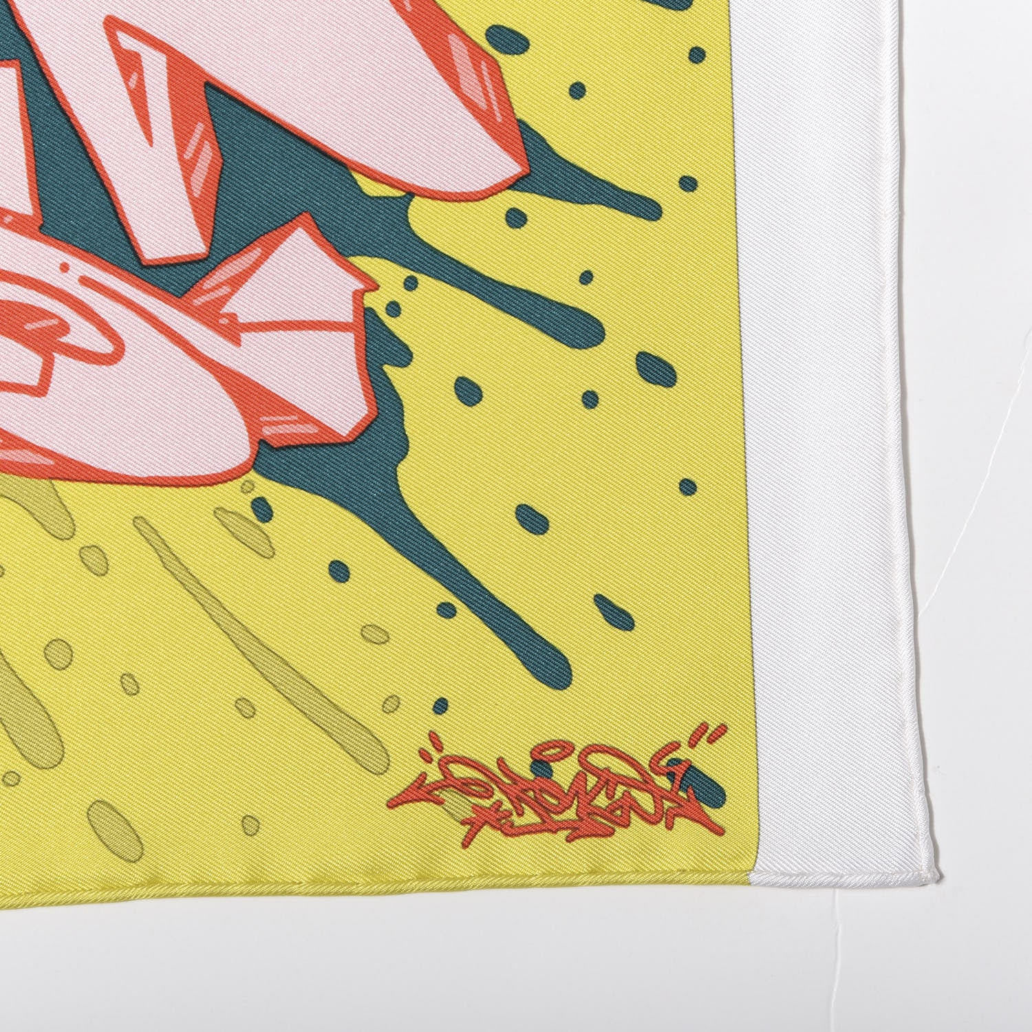 Hermes Silk Gavroche Graff Pocket Square Scarf Jaune Acide Vert 3 of 5