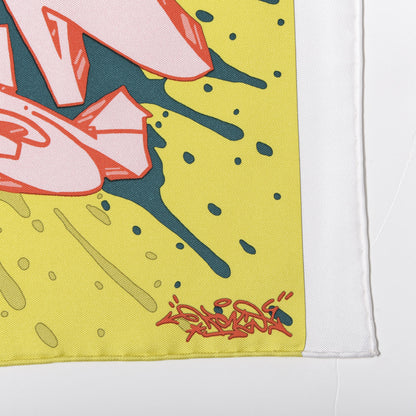 Hermes Silk Gavroche Graff Pocket Square Scarf Jaune Acide Vert 3 of 5