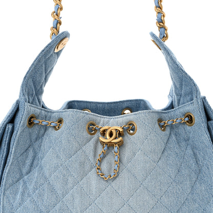 Chanel Washed Denim Quilted Small Chanel 25 Handbag Blue 8 of 11