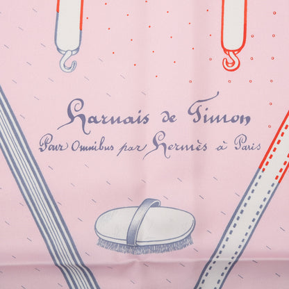 Hermes Silk Harnais De Timon Scarf 90 Rose Pale Gris Corail 2 of 5