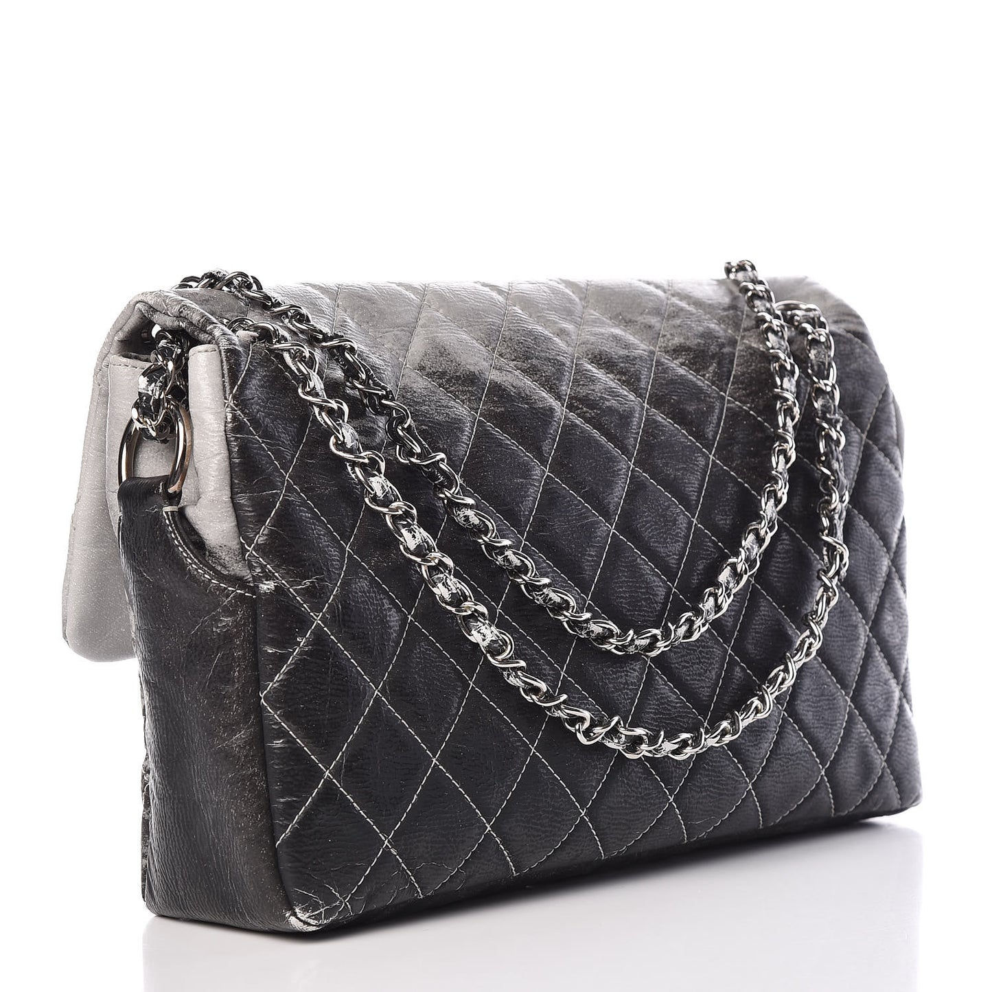Vinyl Quilted Jumbo Melrose Degrade Flap Black