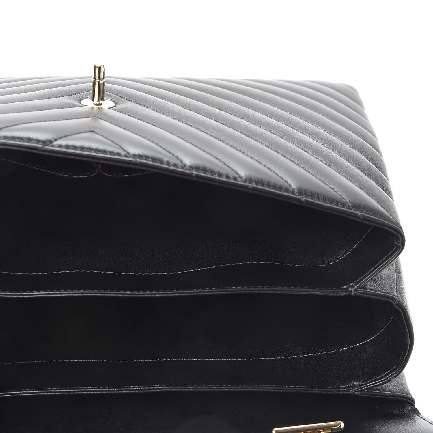Chanel Lambskin Chevron Quilted Large Trendy CC Dual Handle Flap Bag Black 4 of 9